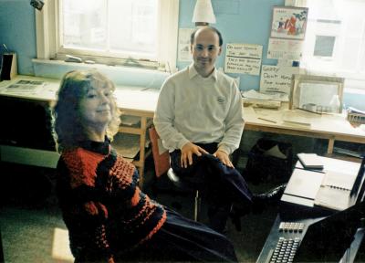 popup caption|Typesetter Sue Reeves and Village Publishing editor Jon Preece and in 1988. We’re still friends 30 years later.